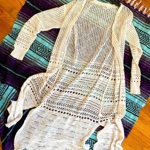 Long woven boho cardigan.